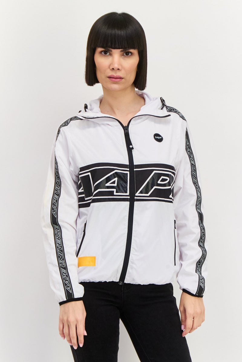 Aape By A Bathing Ape Women Graphic Print Hooded Jacket, White - Image 1