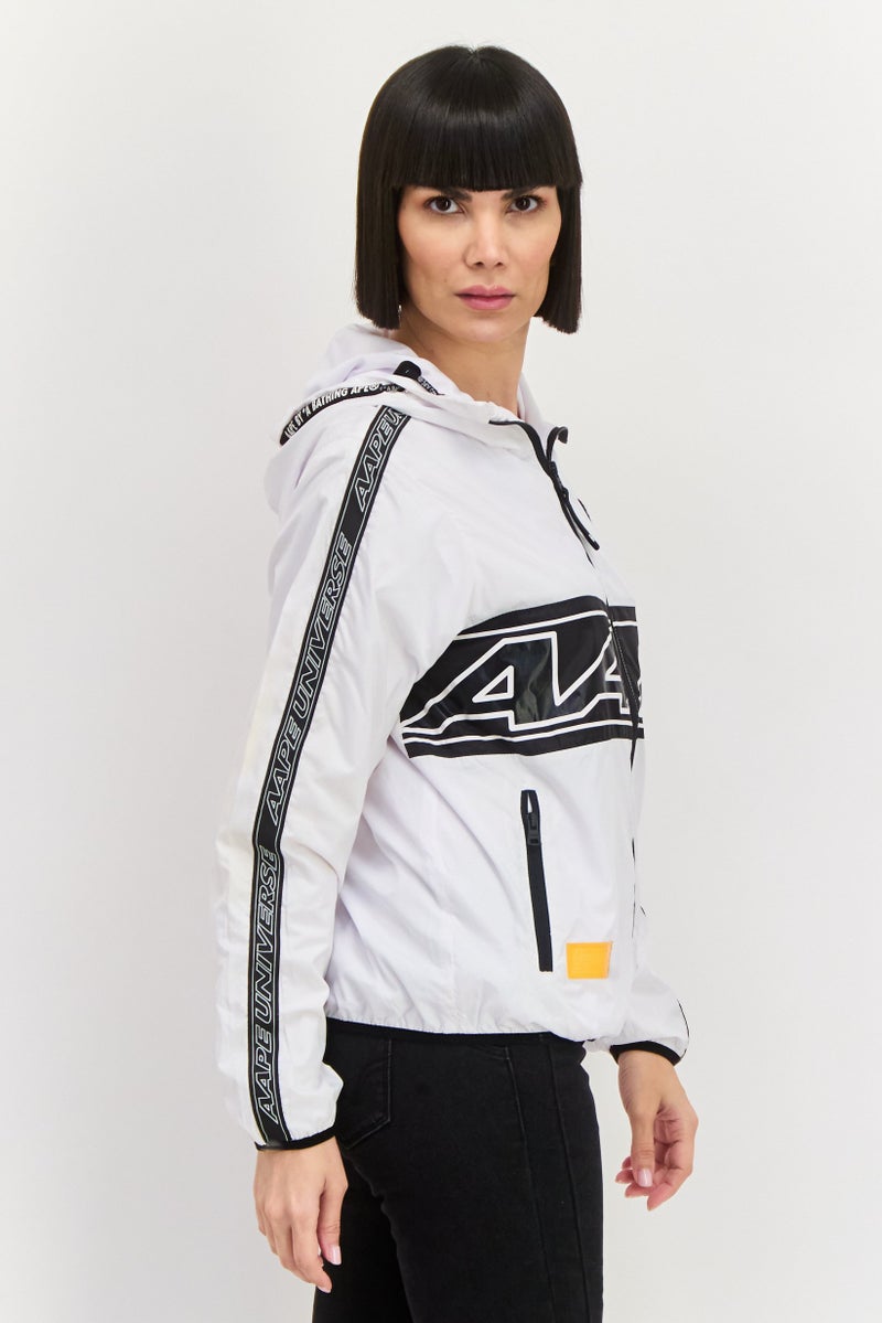 Aape By A Bathing Ape Women Graphic Print Hooded Jacket, White - Image 3
