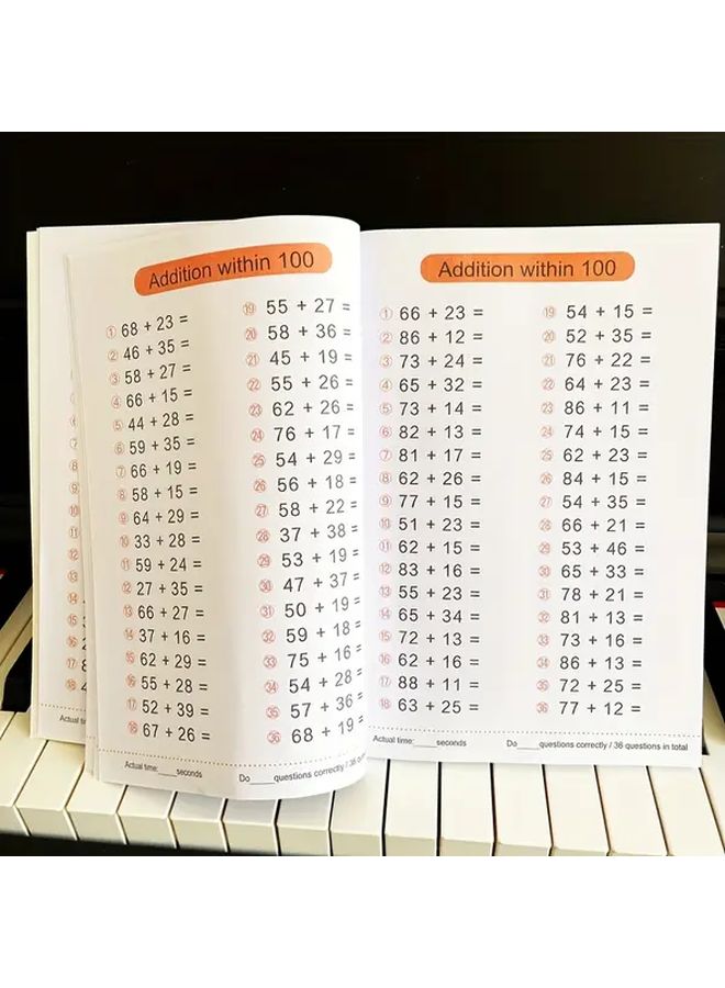 Math Workbook 2232 Addition Subtraction Problems Within 100 For 1st 2nd Grade Students - Image 1