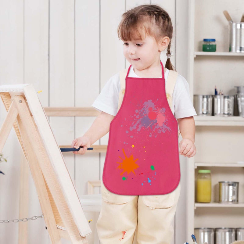 KUUQA 16Pack Kids Art Aprons Bulk Rose Red Children Painting Aprons Art Smocks for Craft Kitchen Classroom Painting Party Supplies - Image 3