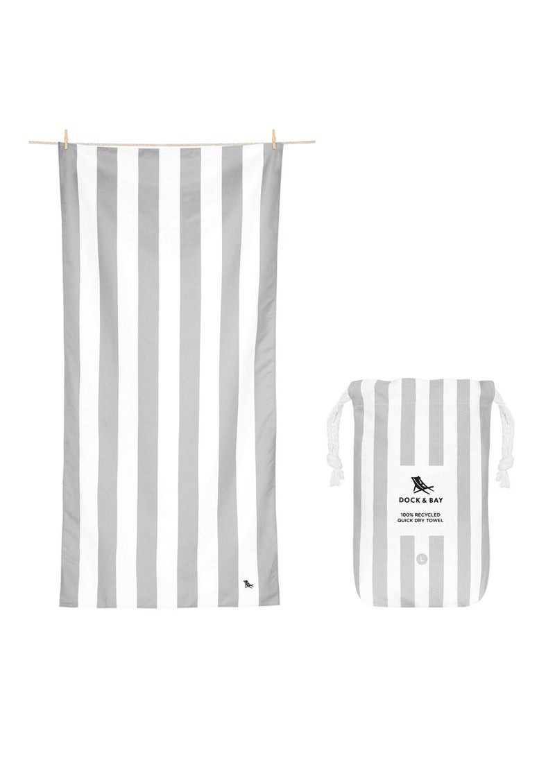 Dock & Bay Dock & Bay Beach Towel, Super Absorbent, Quick Dry, Sand Free, Compact & Lightweight, 100% Recycled Materials, Includes bag - Large (160x90cm) - GOA GREY  - Image 1