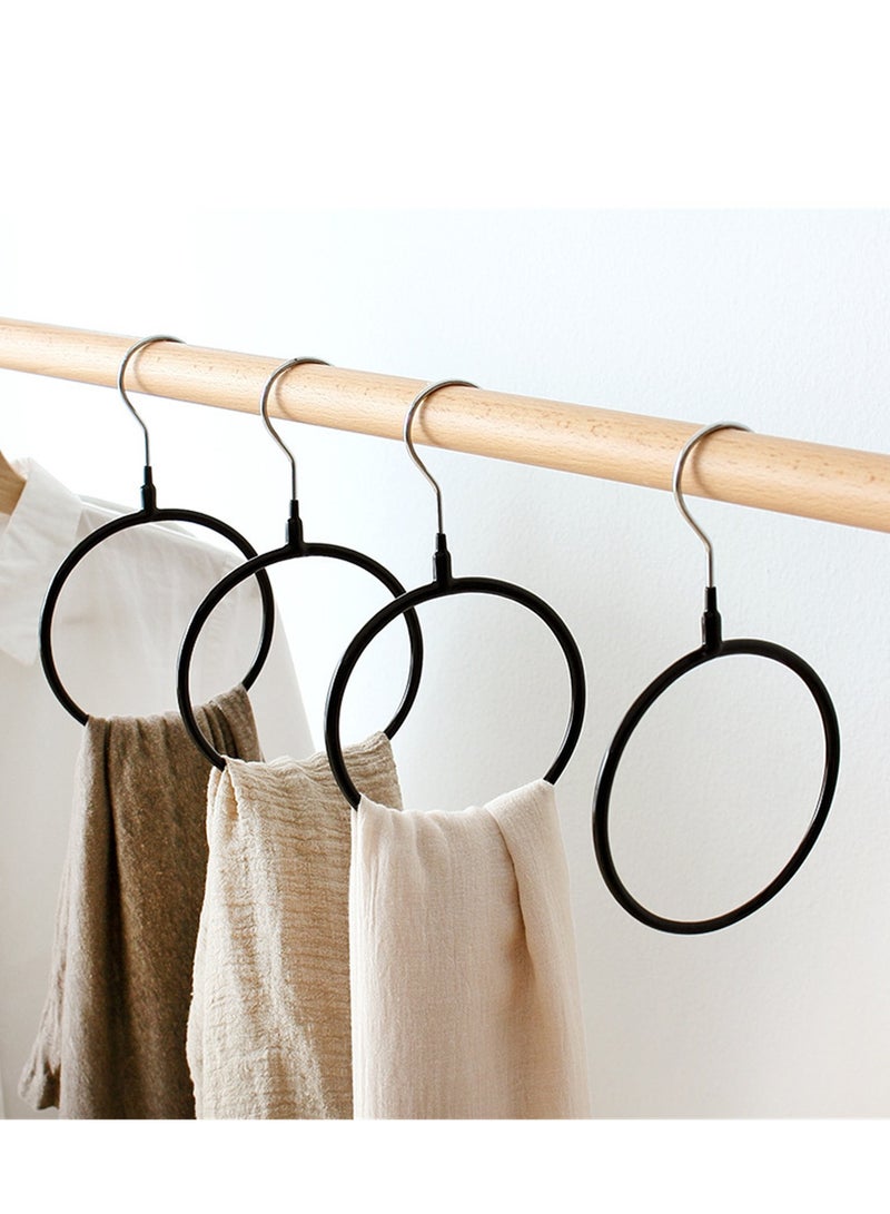 4Pcs Scarf Rings Hangers Belt Tie Towel Organizer Round Ring with Hooks for Home Bathroom Closet,Black  - Image 1