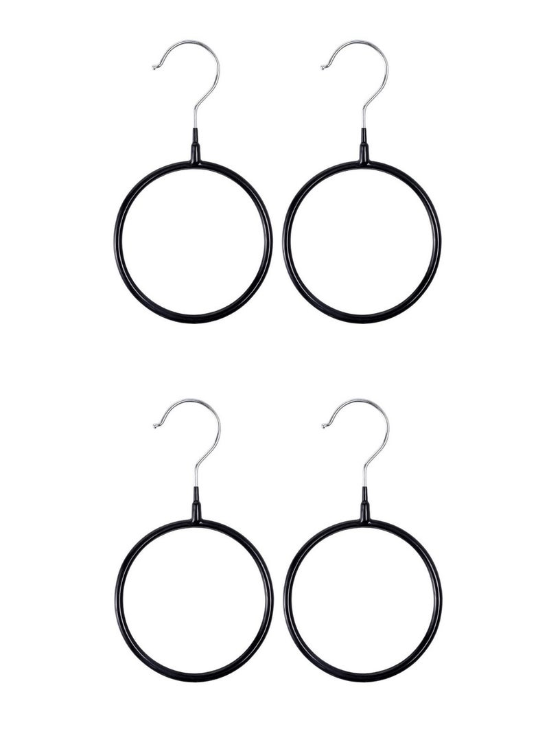 4Pcs Scarf Rings Hangers Belt Tie Towel Organizer Round Ring with Hooks for Home Bathroom Closet,Black  - Image 2