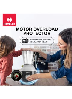 Havells Havells MIXWELL 500 W 3 Jar Mixer Grinder, 304 SS Blades I High Speed 21000 RPM Motor, Heavy and Wider mouth SS Jars, All Jars with Handle (Black and Grey)  - Image 4
