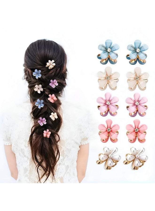 PACTIV 10pcs Small Cute Flower Hair Clips, Colorful Hair Accessories For Girls - Image 1
