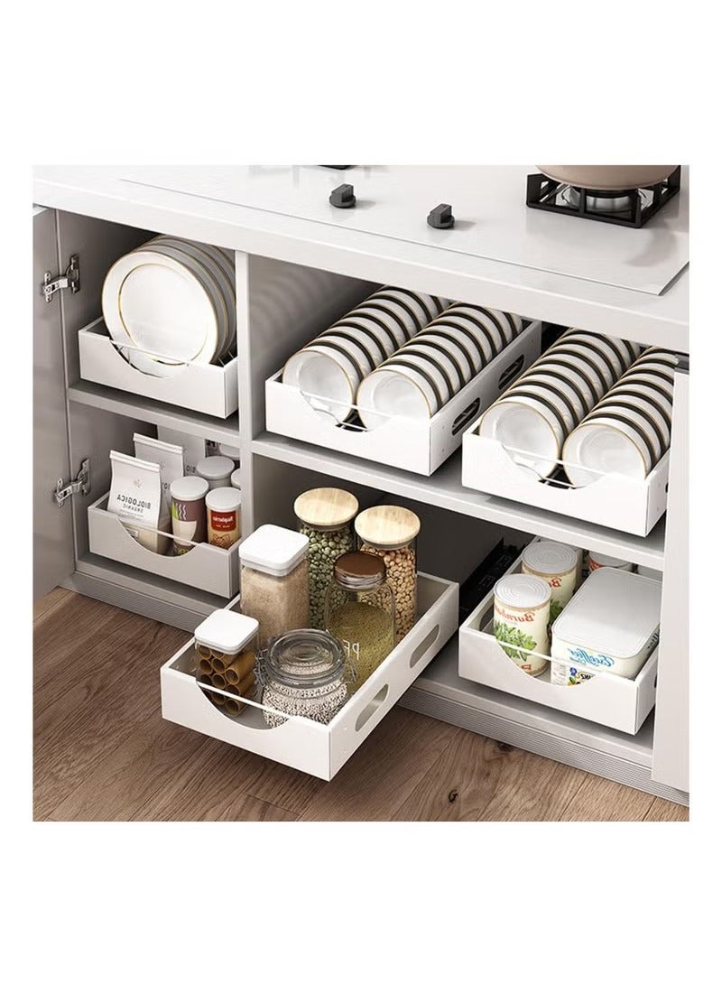 Beauenty Kitchen Storage Organizer, No Punching Heavy Duty Pull out Cabinet Drawer Under Cabinet Placing Dishes, Spices or Loose Items and Keeping Them Neat or Drained (White Spice Rack) - Image 4