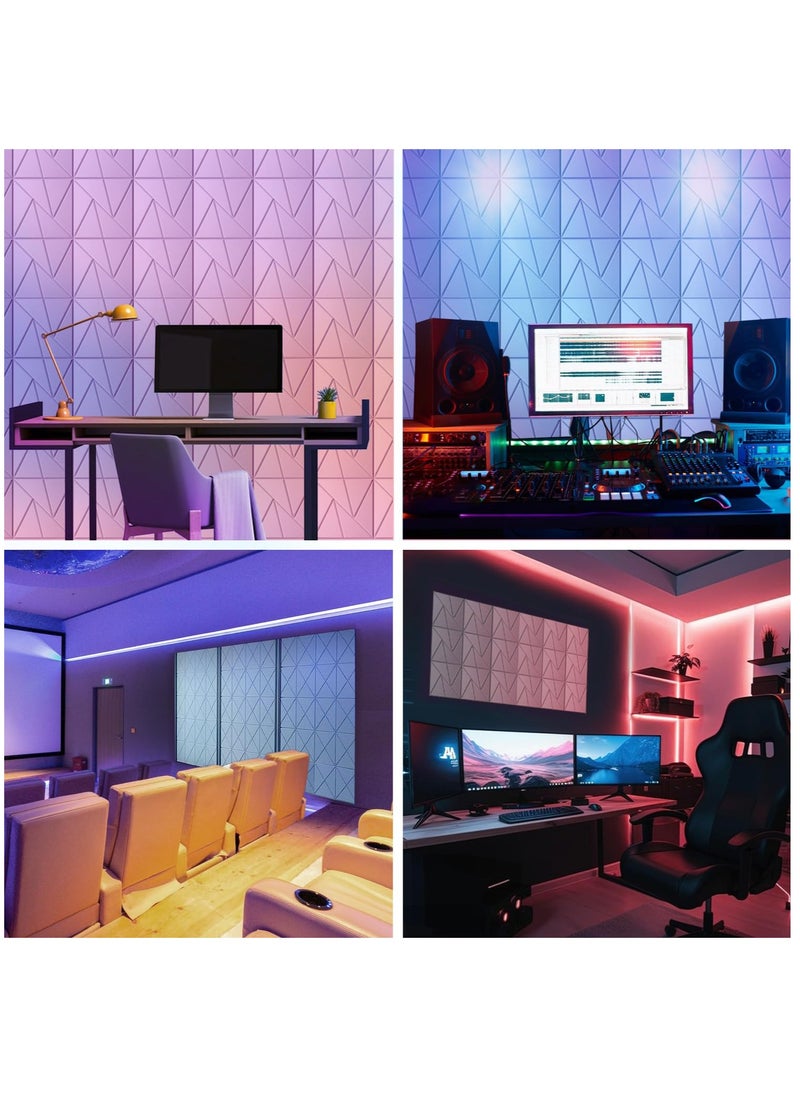 Excefore - 12 Pack Acoustic Panels Self-Adhesive, White Sound Proof Panels, DIY Soundproof Wall Panels High Density, Sound Panels for Wall Decoration and Acoustic Treatment-Suitable for Bedroom, Offices - Image 1