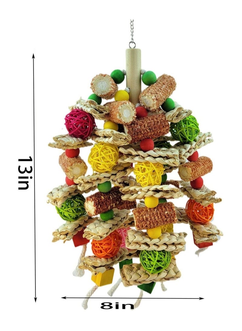 Generic - Parrot toys, natural chewing corncob toys, wooden cage toys are suitable for African gray, Macaw, Amazon Parrot and other large bird parrot cage accessories toys, bird loving parrot cage toys - Image 1