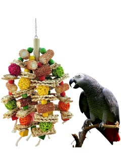 Parrot toys, natural chewing corncob toys, wooden cage toys are suitable for African gray, Macaw, Amazon Parrot and other large bird parrot cage accessories toys, bird loving parrot cage toys