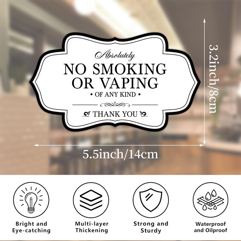 LUHIMO 2PCS Absolutely No Smoking or Vaping Sign Stickers，Self-Adhesive Waterproof Vinyl Smoke Free Sticker for House，Home，Business，Windows（White） - Image 2