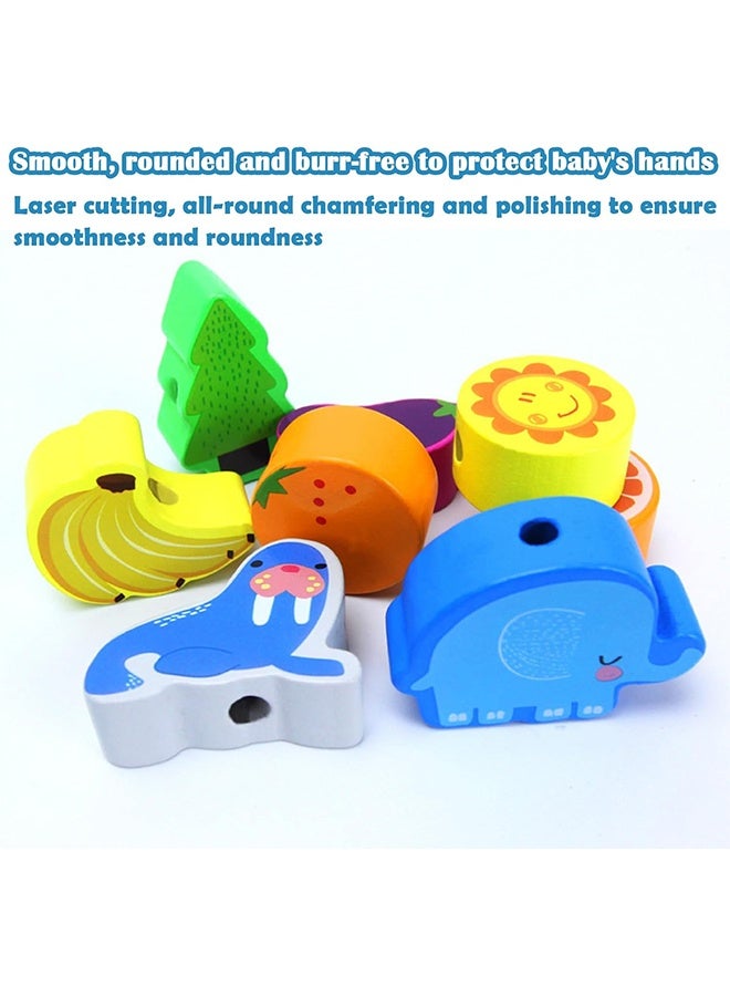 كوانتوم خرز خشبي للتطريز، ألعاب تطريز على شكل حيوانات وفواكه، ألعاب خرز خشبي للتطريز للأطفال الصغار، أساور صداقة - Image 4