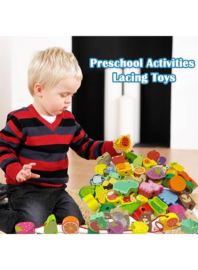 كوانتوم خرز خشبي للتطريز، ألعاب تطريز على شكل حيوانات وفواكه، ألعاب خرز خشبي للتطريز للأطفال الصغار، أساور صداقة - Image 5