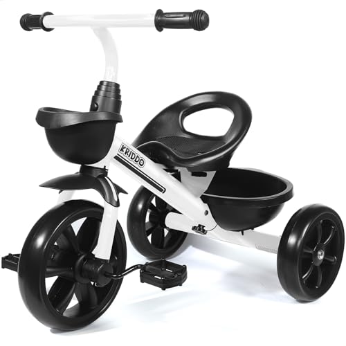 KRIDDO Kids Tricycles for 24 Year Olds Toddler Trike Gift for 24 Months to 4 Years White - Image 1