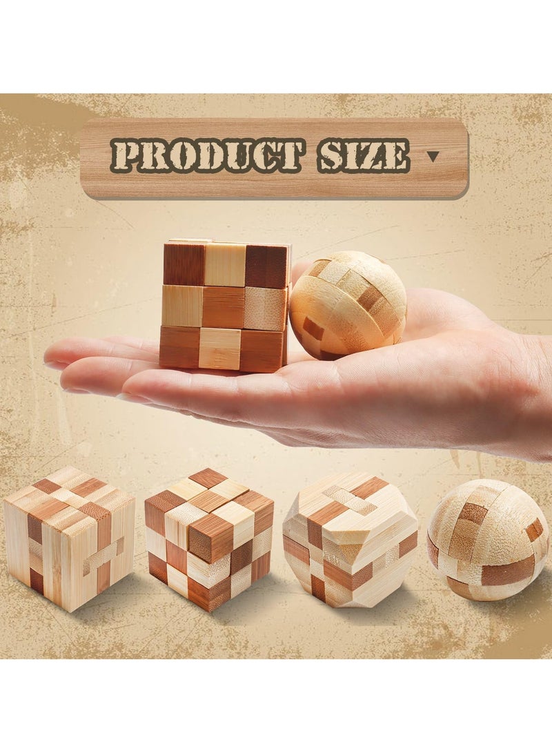SYOSI 4 Pack Wooden Puzzle Games Brain Teasers Toy 3D Puzzles for Teens and Adults Wooden Logic Puzzle Wood Snake Cube Magic Cube Magic Ball Brain Teaser Intellectual Removing Assembling Toy - Image 3