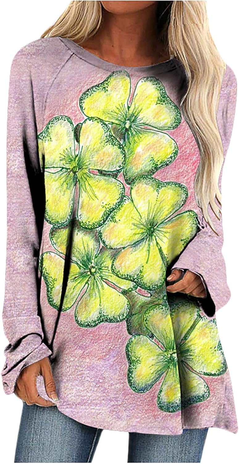 cheekyglo St Patricks Day Sweatshirts for Women Loose Long Sleeve Shirts Shamrock Print Blouse Saint Patricks Day Pullover Tops - Image 1