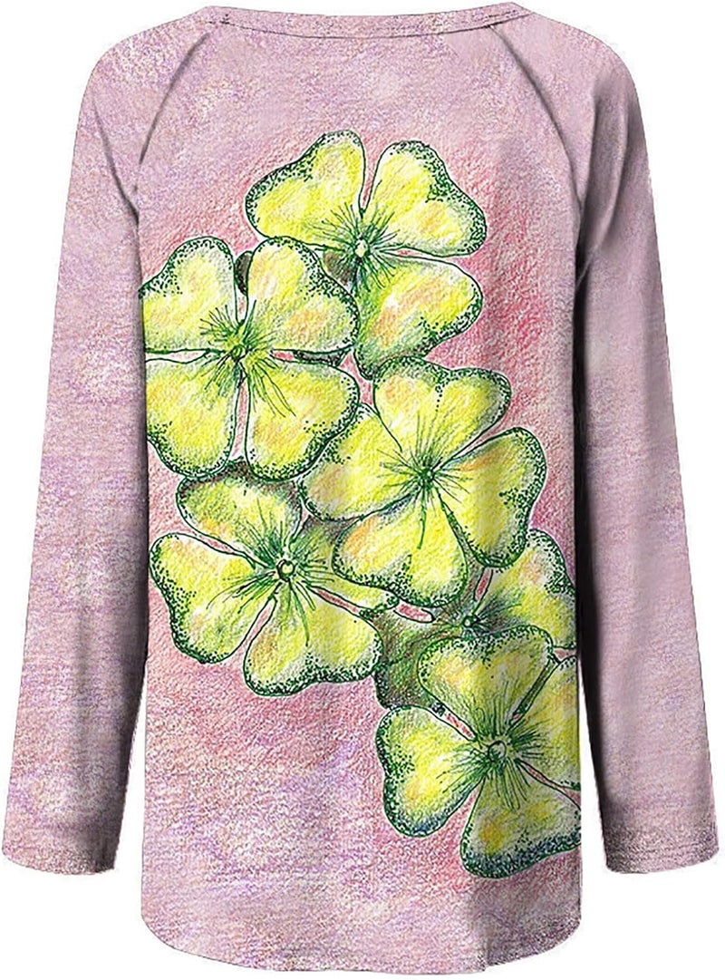 cheekyglo St Patricks Day Sweatshirts for Women Loose Long Sleeve Shirts Shamrock Print Blouse Saint Patricks Day Pullover Tops - Image 5