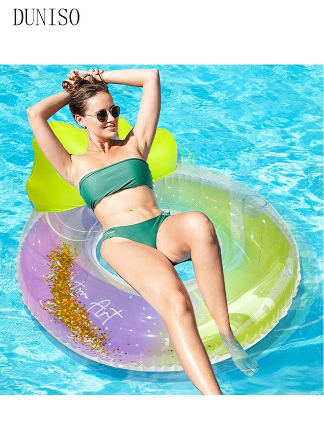 DUNISO Inflatable Pool Float Swimming Ring with Backrest, Large Summer Pool Beach Tube Pool Float Toy Summer Lounge Raft Decorations Party Supplies for Adults - Image 5