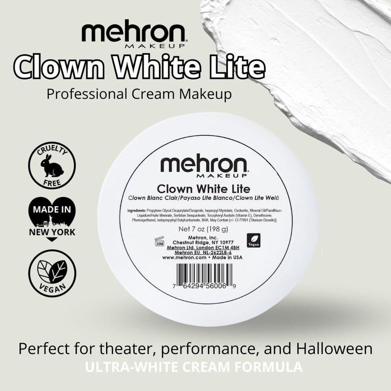 Mehron Clown White Lite Makeup - Large 7oz Cream for Professional Use - Image 2