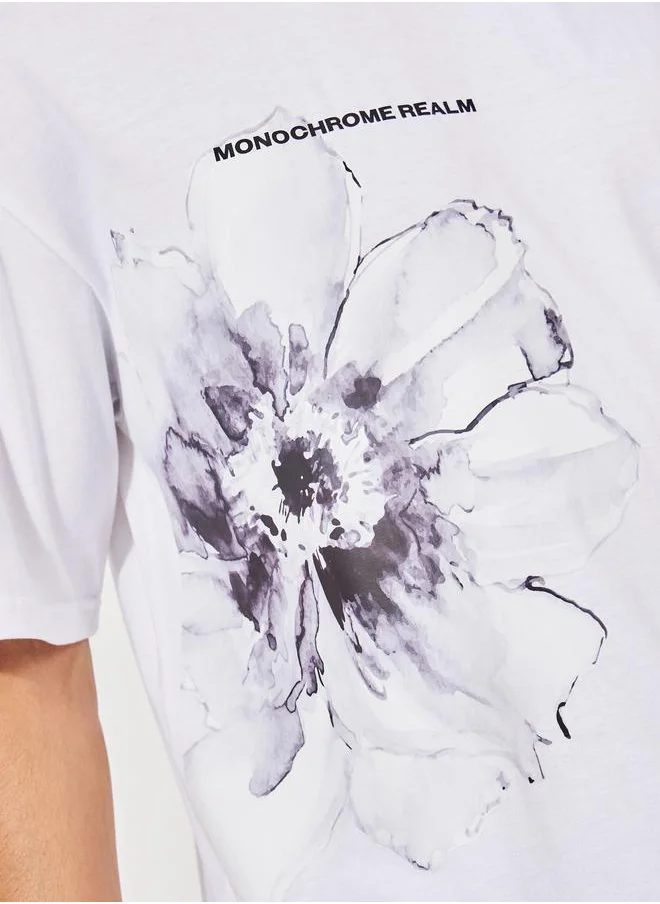ستايلي Flower Print Oversized Cotton Rich T-Shirt