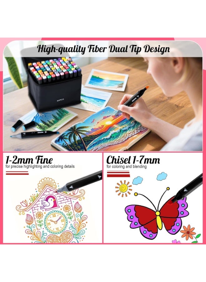 Touch 48 Pcs Colors Art Sketch Drawing Twin Marker Painting Pens Portable Color with Carrying Case Suitable for Adult and Kids - Image 5
