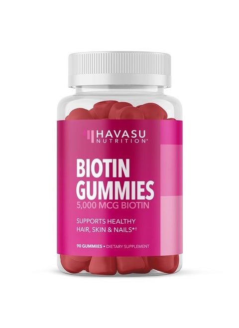 Biotin Gummies Hair Skin Nails Vitamins for Women | Ultimate Hair Growth Supplement (90 Count (1 Pack))