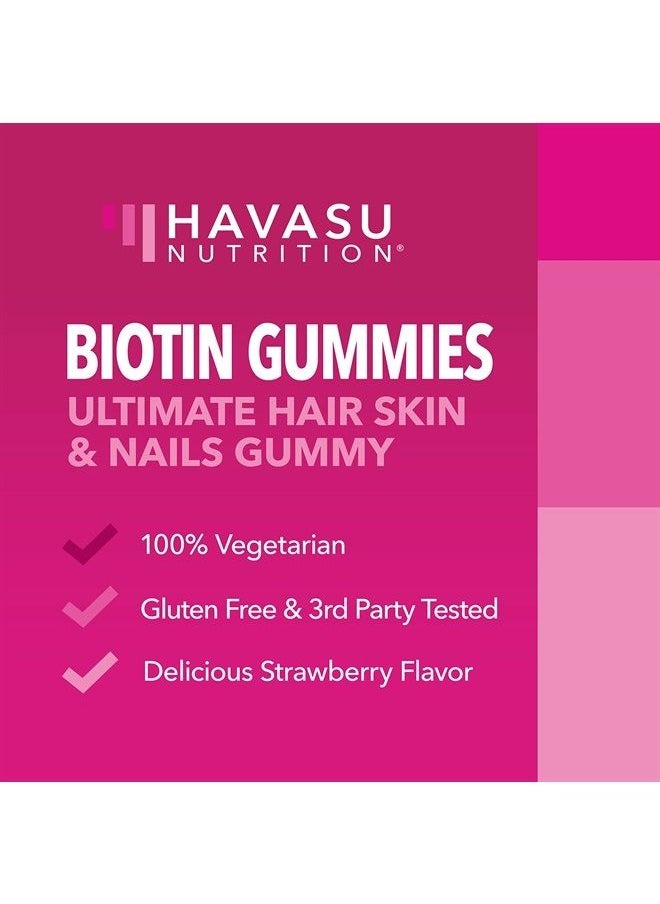 Biotin Gummies Hair Skin Nails Vitamins for Women | Ultimate Hair Growth Supplement (90 Count (1 Pack))