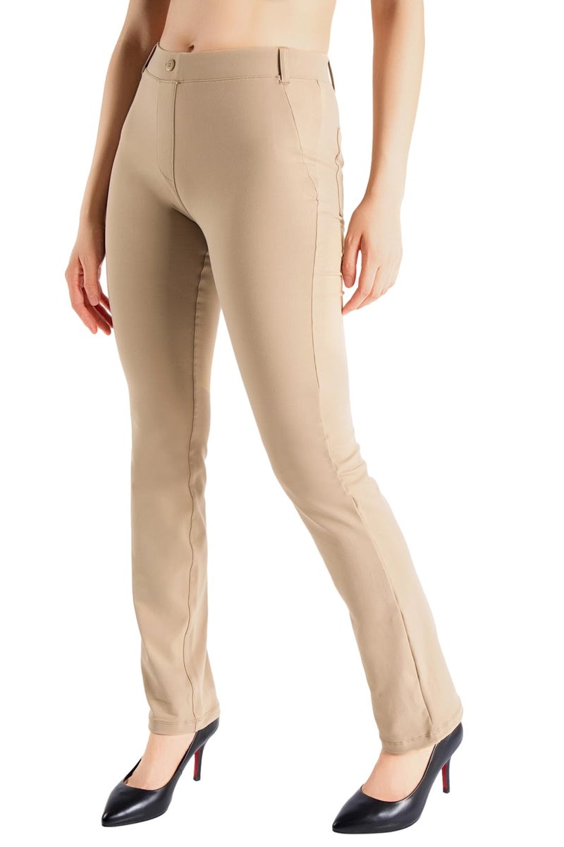 YogipaceBelt LoopsWomens Straight Leg Yoga Dress Pant Work Pants Commute Office Slacks31KhakiSize XL