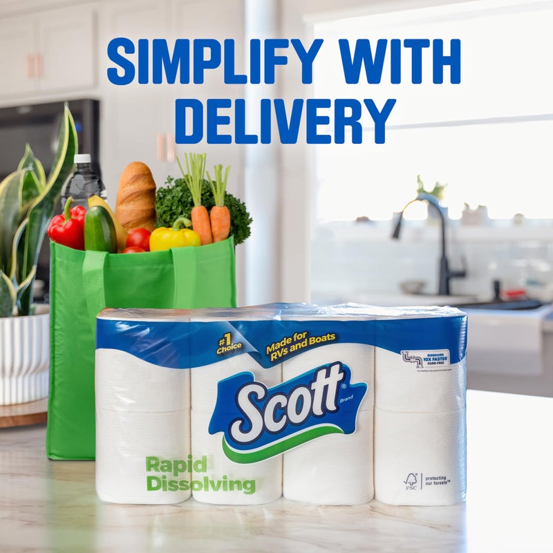 Scott Rapid-Dissolving Toilet Paper, 12 Double Rolls, Septic-Safe, Toilet Paper - Image 5