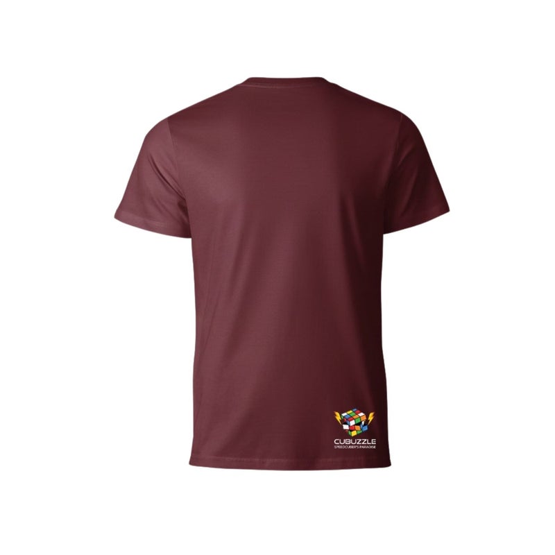 Cubuzzle Twist Turn Triumph Graphic Cotton T-Shirt Casual Sportswear Maroon Size S - Image 2