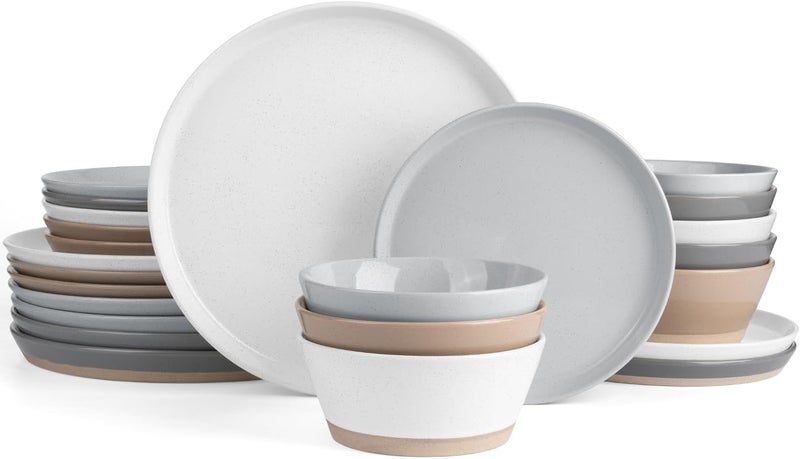 Famiware Saturn Dinnerware Sets 24 Pieces Dish Set Plates and Bowls Sets for 8 Multicolor - Image 1