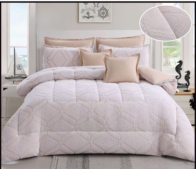 Double bed sheet set, 8 pieces, microfiber, with an elegant design and comfortable quality.