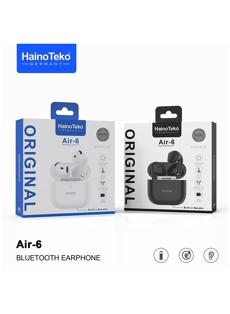 Haino Teko HainoTekoGermany AIR6 True Wireless Stereo Earbuds with Multi Functional Touch Control HD Clear Microphone High Bass Sound Quality and Charging Case for Android mobiles, Tablets and iphones (White) - Image 3