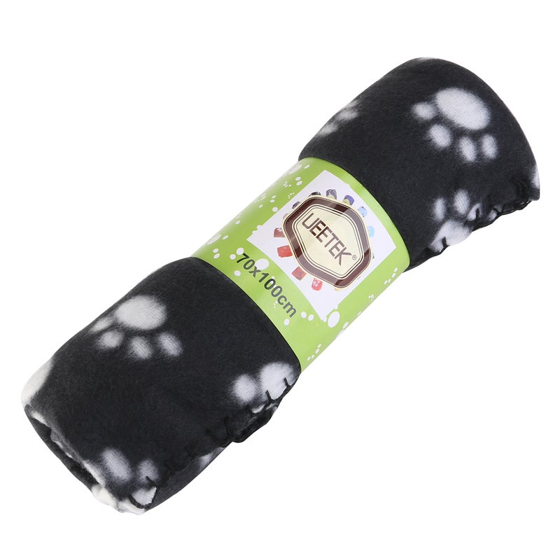 2pcs UEETEK Pet Dog Cat Paw Fleece Throw Blanket (Black) - Image 4