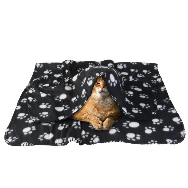 2pcs UEETEK Pet Dog Cat Paw Fleece Throw Blanket (Black) - Image 5