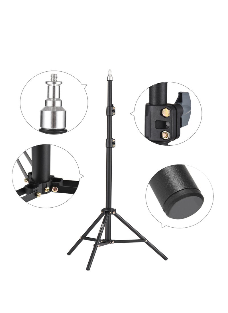 Coopic COOPIC L210 Adjustable Lightweight Sturdy Aluminum Tripod Stand with Maximum height 210cm / 7f / 83inch and 1/4 Screw fit for Reflectors Softboxes Lights Umbrellas etc, Max. Load 7kg Black Color  - Image 2