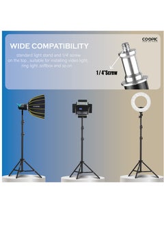 Coopic COOPIC L210 Adjustable Lightweight Sturdy Aluminum Tripod Stand with Maximum height 210cm / 7f / 83inch and 1/4 Screw fit for Reflectors Softboxes Lights Umbrellas etc, Max. Load 7kg Black Color  - Image 5