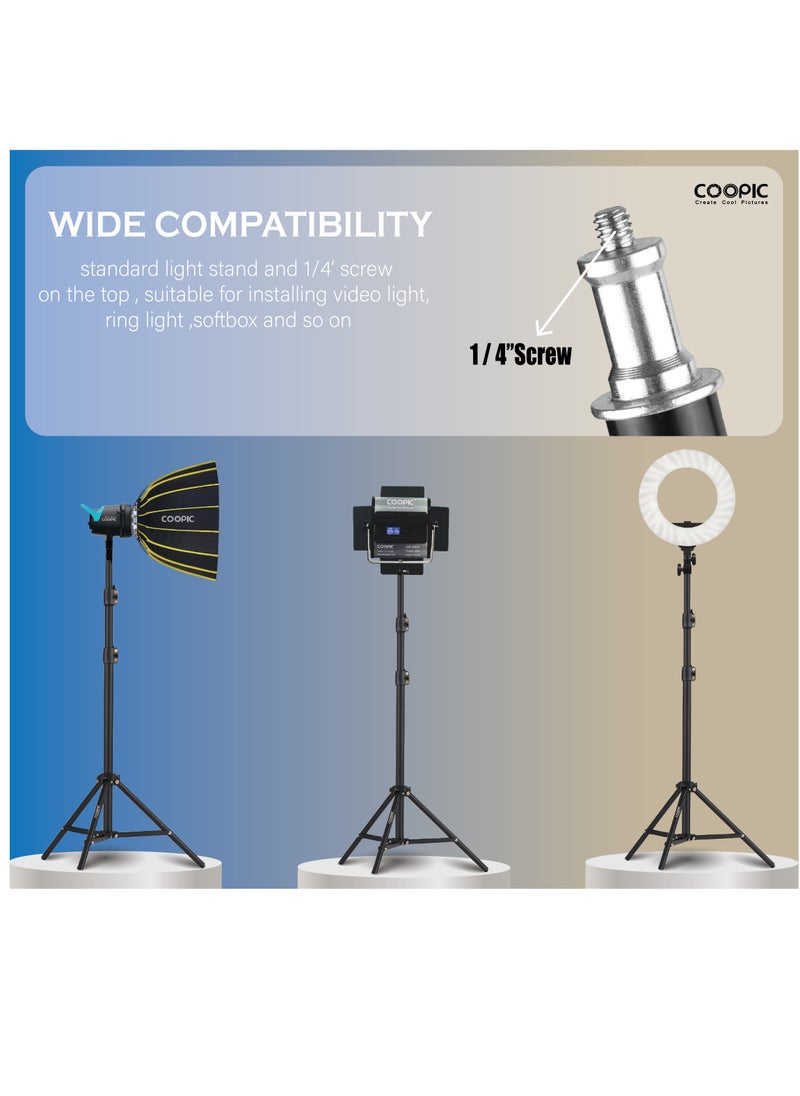 Coopic COOPIC L210 Adjustable Lightweight Sturdy Aluminum Tripod Stand with Maximum height 210cm / 7f / 83inch and 1/4 Screw fit for Reflectors Softboxes Lights Umbrellas etc, Max. Load 7kg Black Color  - Image 5