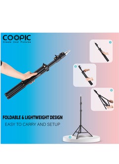 Coopic COOPIC L210 Adjustable Lightweight Sturdy Aluminum Tripod Stand with Maximum height 210cm / 7f / 83inch and 1/4 Screw fit for Reflectors Softboxes Lights Umbrellas etc, Max. Load 7kg Black Color  - Image 3