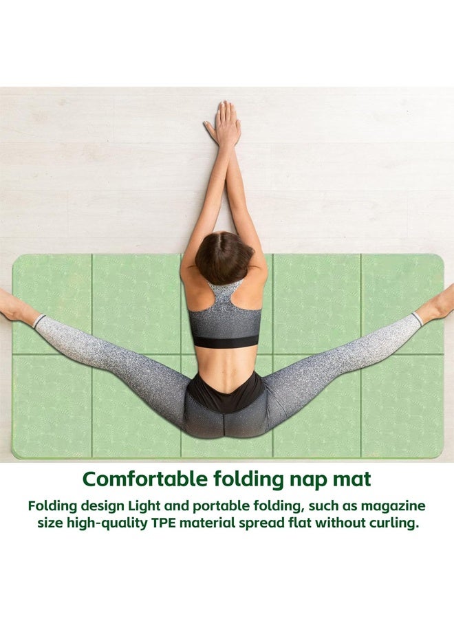 DUNISO Foldable Yoga Mat，Thickened Fitness Mat，Children's Nap Mat，Non Slip Yoga Mat, Suitable for Pilates, Stretching, Floor, Fitness Workouts，Mint Green - Image 3