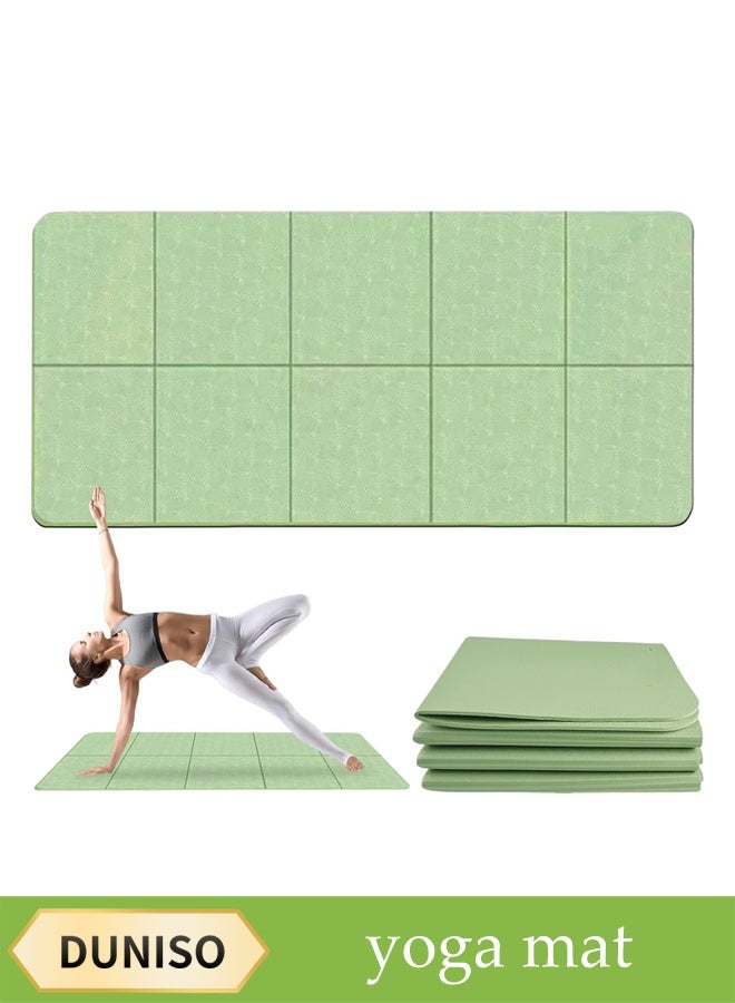 DUNISO Foldable Yoga Mat，Thickened Fitness Mat，Children's Nap Mat，Non Slip Yoga Mat, Suitable for Pilates, Stretching, Floor, Fitness Workouts，Mint Green - Image 1