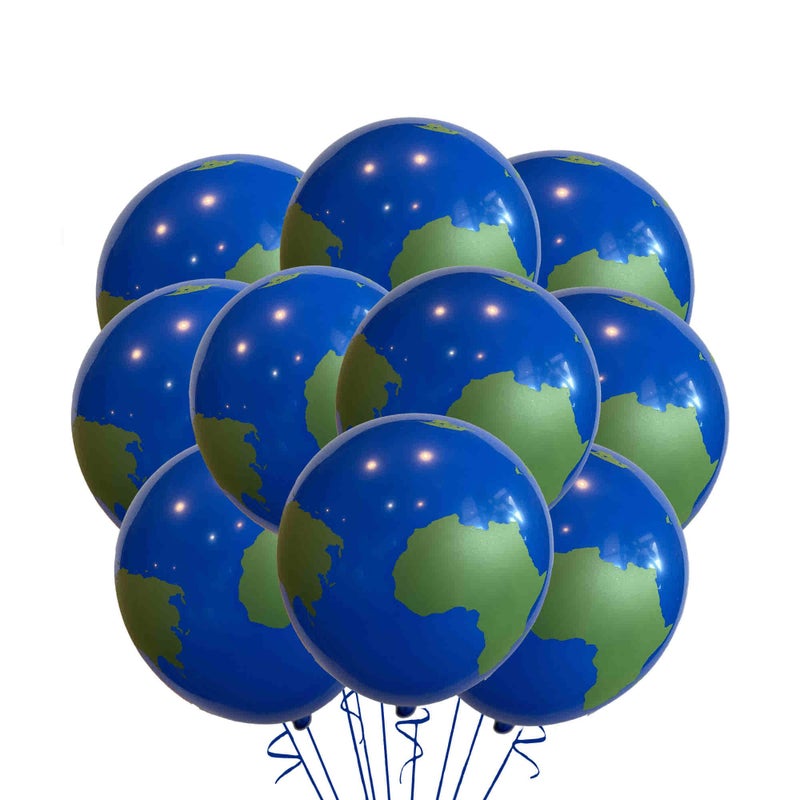 Malayan Products 6 Count Planet Earth Day Balloons World Map Balloons 12 Inches Globe Birthday Latex Party Decorations Gift Teaching Supplies - Image 2