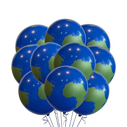 Malayan Products 6 Count Planet Earth Day Balloons World Map Balloons 12 Inches Globe Birthday Latex Party Decorations Gift Teaching Supplies - Image 1