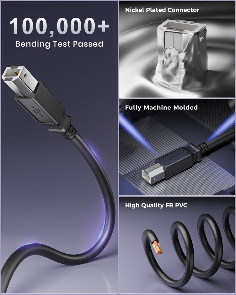 FEDUS TitanLink USB 2.0 Printer Cable, USB Type A to USB Type B cable, 5 Meter High-Speed MIDI Controller, Scanner Cord for Computer, Laptop, Printers, HP, Canon, Epson, Brother, Dell, DAC & Piano - Image 3