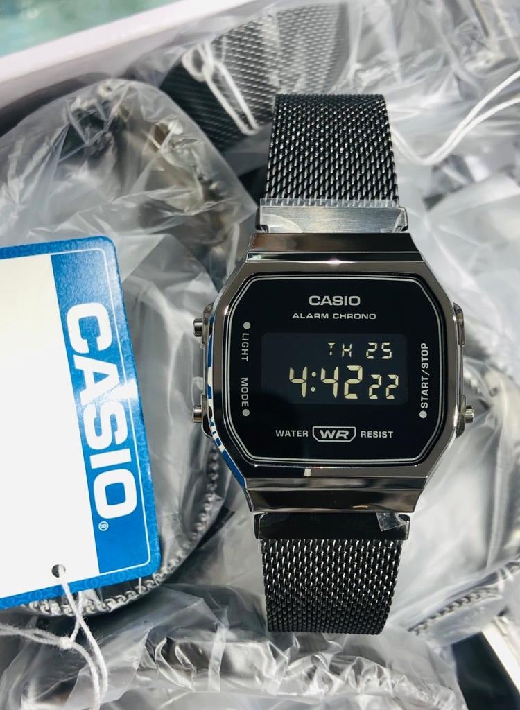 CASIO Unisex Vintage Collection Stainless Steel Mesh Band Digital Watch A168WEMB-1BDF-36.3MM - Image 4