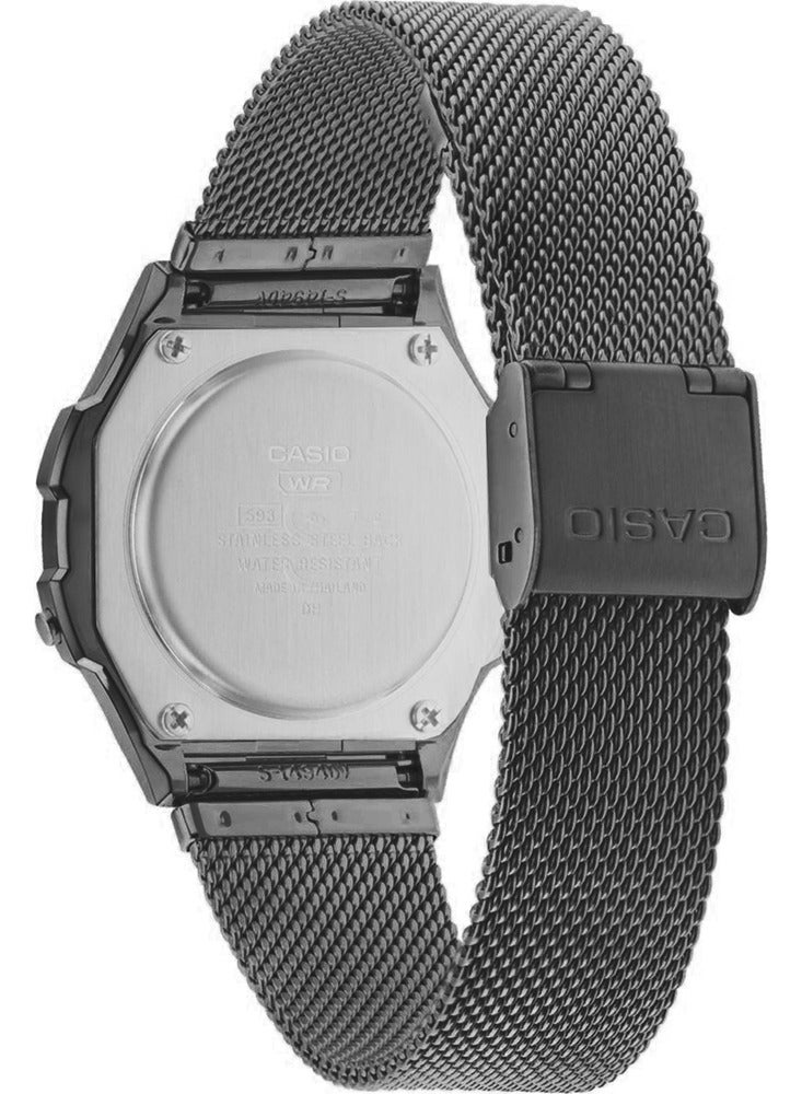 CASIO Unisex Vintage Collection Stainless Steel Mesh Band Digital Watch A168WEMB-1BDF-36.3MM - Image 3