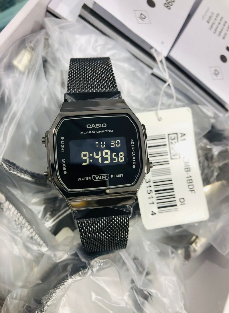 CASIO Unisex Vintage Collection Stainless Steel Mesh Band Digital Watch A168WEMB-1BDF-36.3MM - Image 5