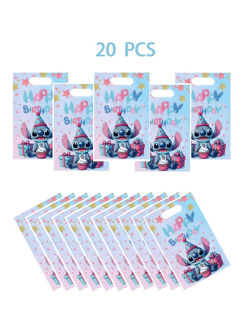 STITCH 20pcs Cartoon Stitch Pattern Birthday Party Supplies, Cartoon Candy Bags, Tote Bags, Kids Gift Bags, Adult Birthday Party Decorations  - Image 1