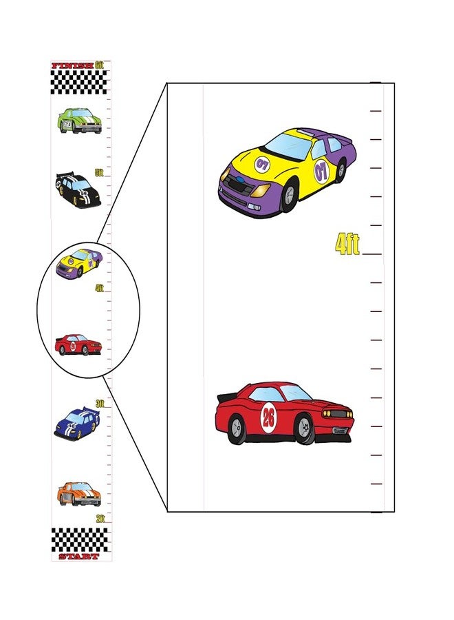 Presto Wall Decals مخطط نمو سيارات السباق، لوحة جدارية، ملصقات جدارية لسيارات السباق، ديكور للأطفال - Image 2