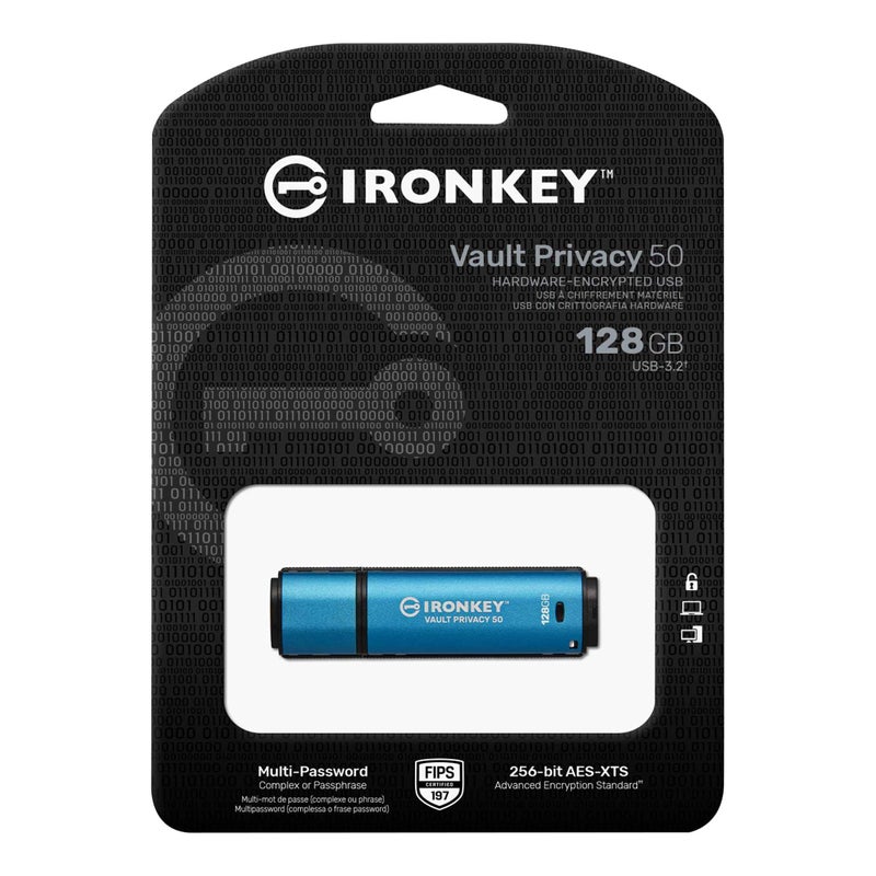 Kingston IronKey Vault Privacy 50 128GB Encrypted USB | FIPS 197 | AES-256bit | BadUSB Attack Protection | Multi-Password Options | IKVP50/128GB - Image 3