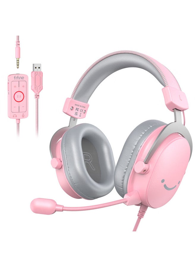 Fifine Wired Headphones, Delta Action Unyielding Contract Pubg Gadget, E-sports Gaming Dedicated Computer Desktop Mobile 7.1 Channel With Microphone Headset H9 Pink - Image 1